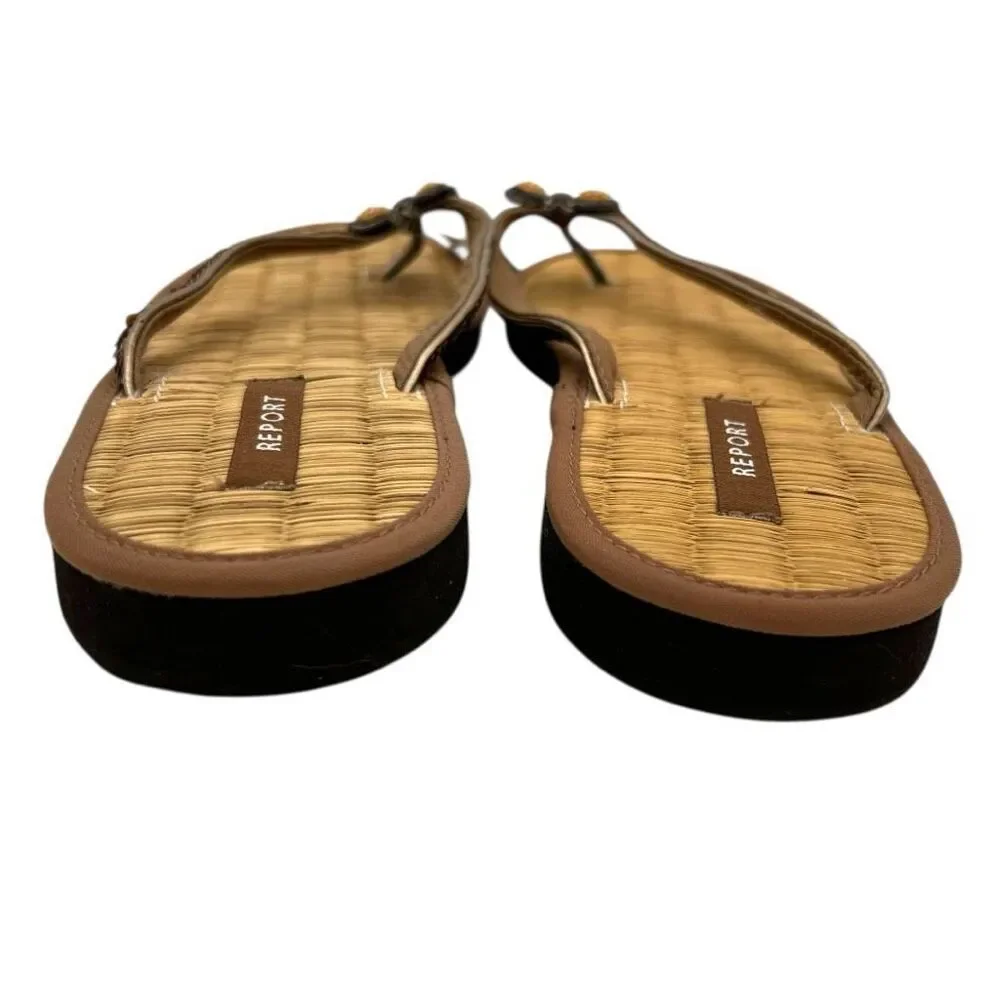 NWT REPORT Women's Katy Sequined Butterfly Flip Flop Sandals Bronze Size 9M